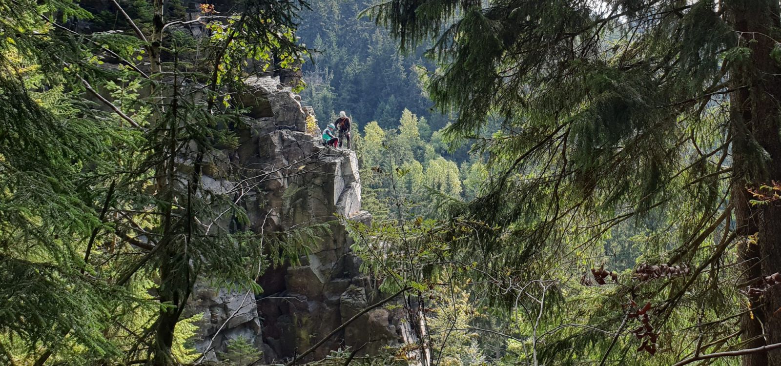 Klettern am Nonnenfelsen im Erzgebirge